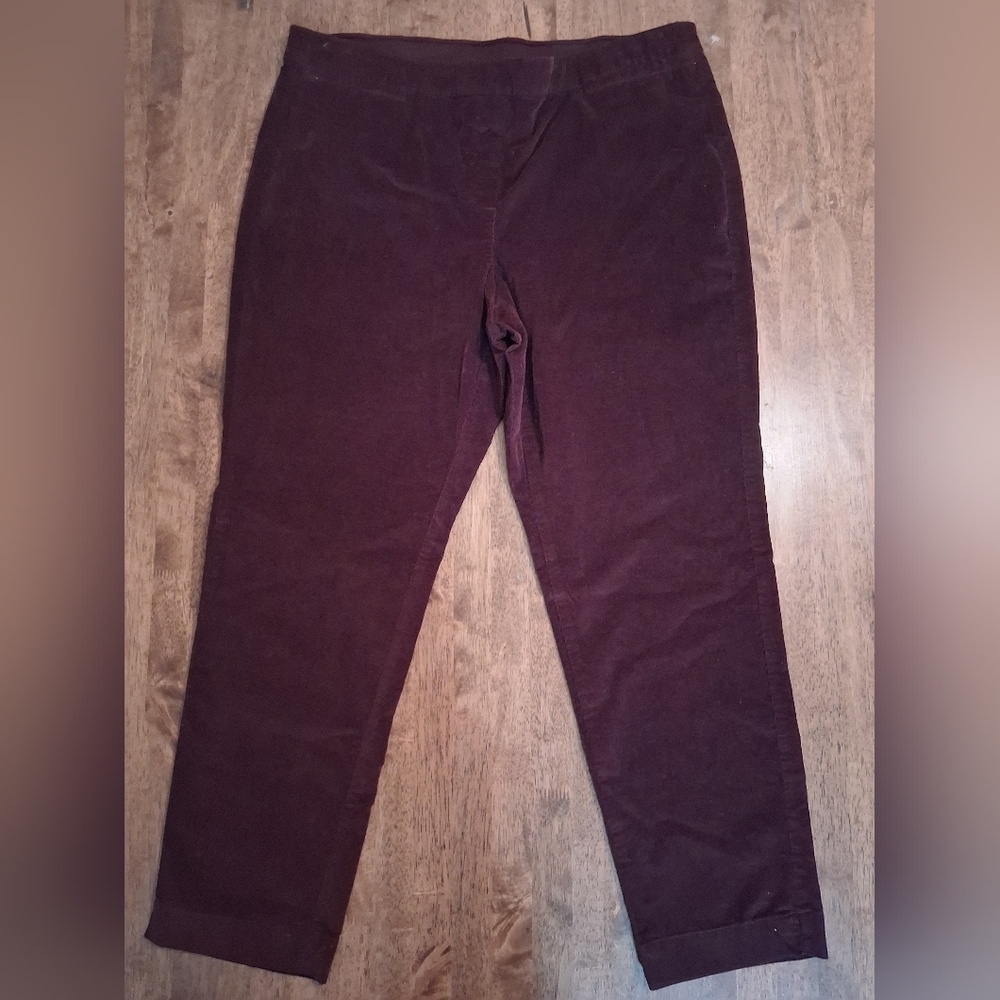 J Jill Corduroy Purple Pull On Straight Leg Pants 16